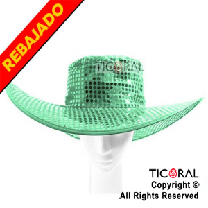 SOMBRERO CAPELINA VERDE LENTEJUELA HS2807-5 x 1